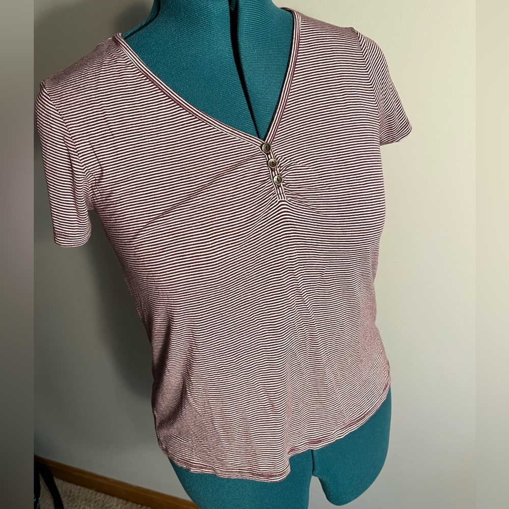 Pink Rose red and white striped t-shirt